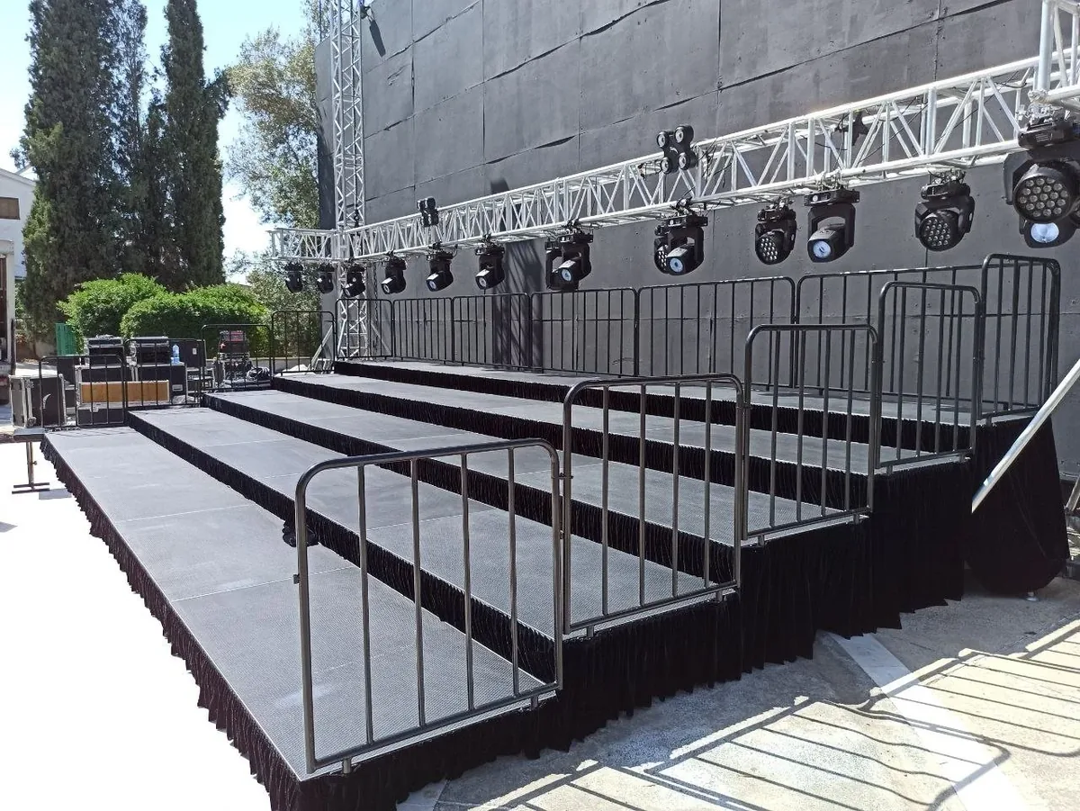 Modular stage set up for a live event