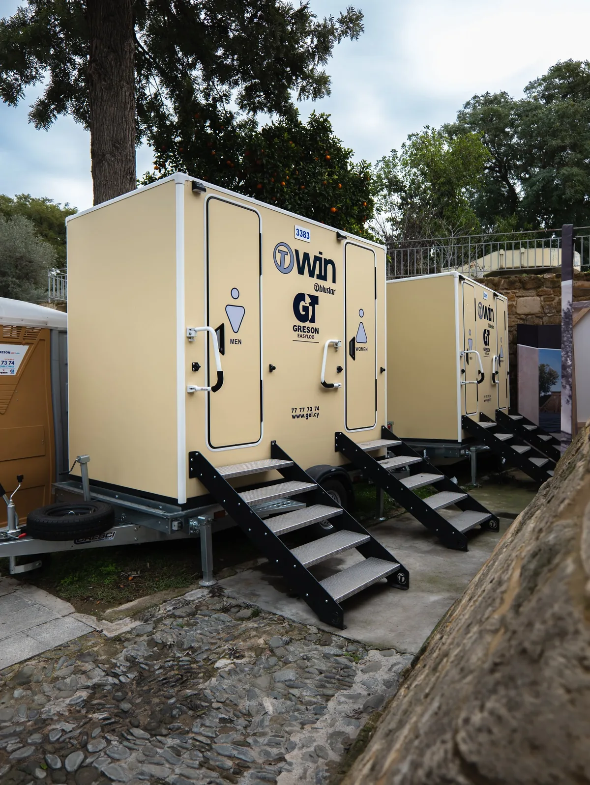 Greson Easy Loo trailers and toilets set up at an outdoor event